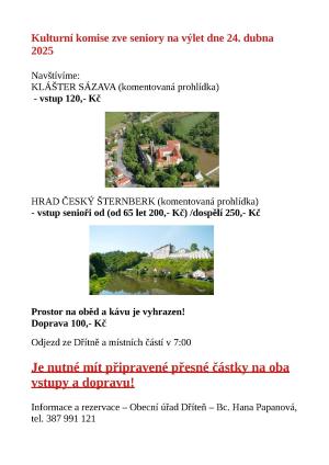 Výlet pro seniory 24. dubna 2025 1